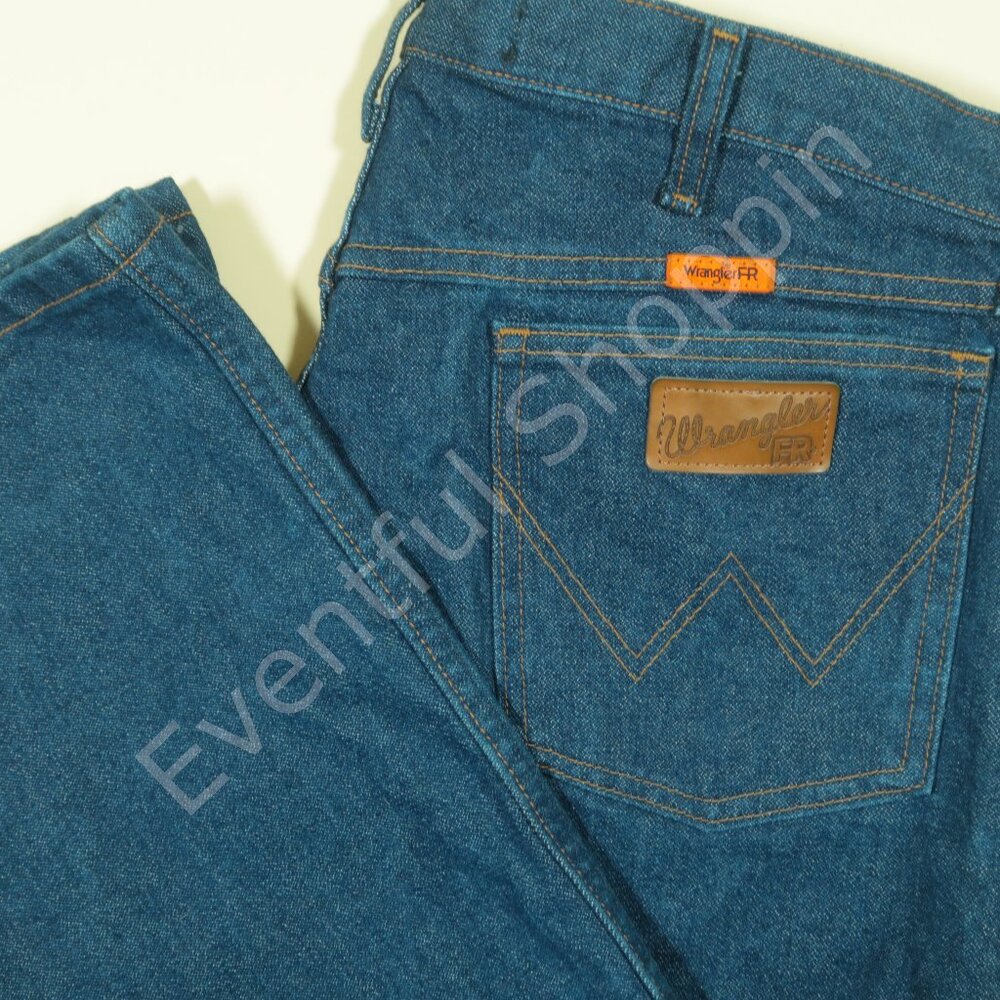 Wrangler Flame Resistant Jeans Mens 38 Blue Original Fit FR Denim Cotton Tall